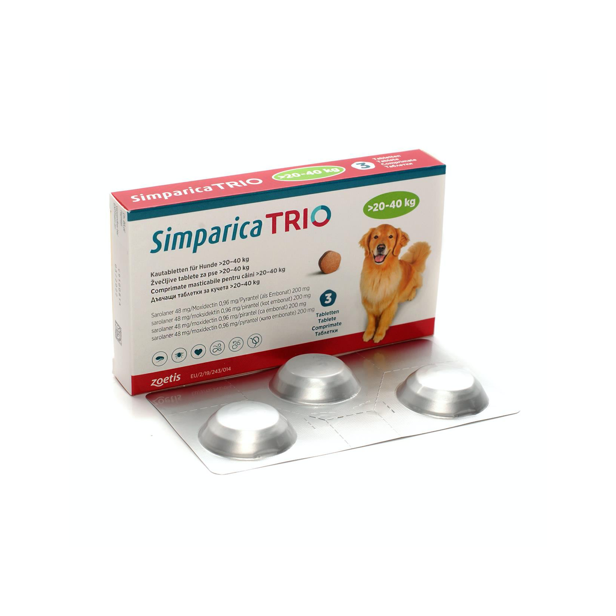 Simparica Trio De 48mg 20 40 KG